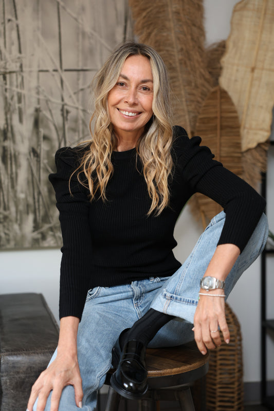 Polera Tejida Blanquita Negro