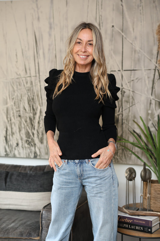 Polera Tejida Blanquita Negro