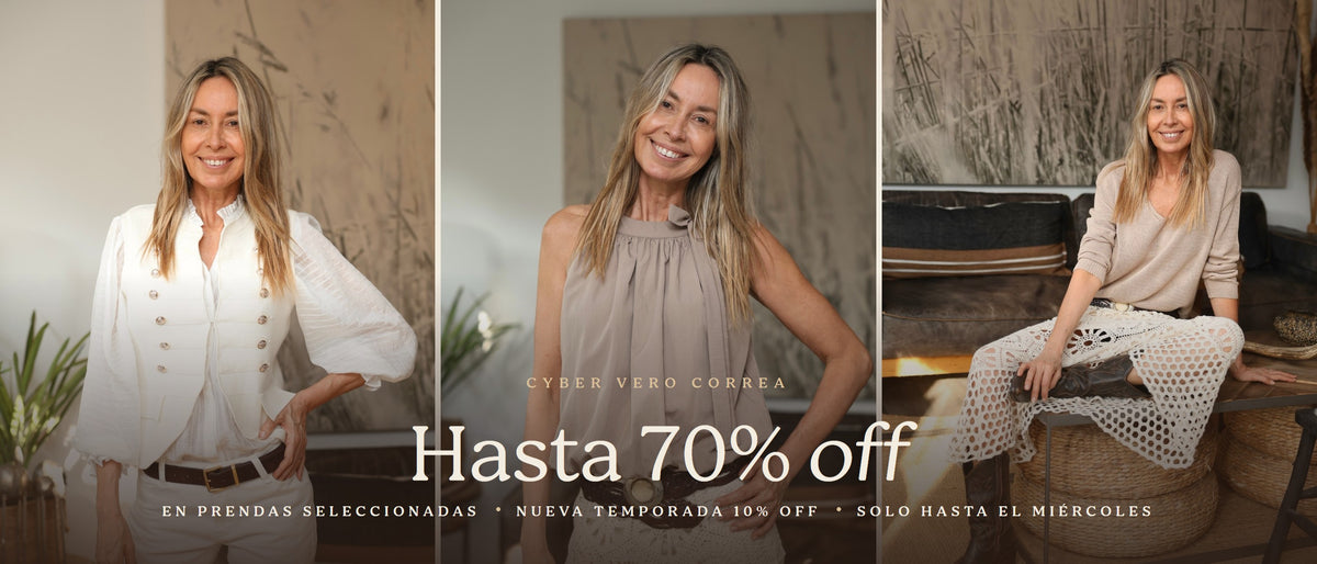 Cyber Vero Correa: hasta 70% off en prendas seleccionadas y nueva temporada con 10% off